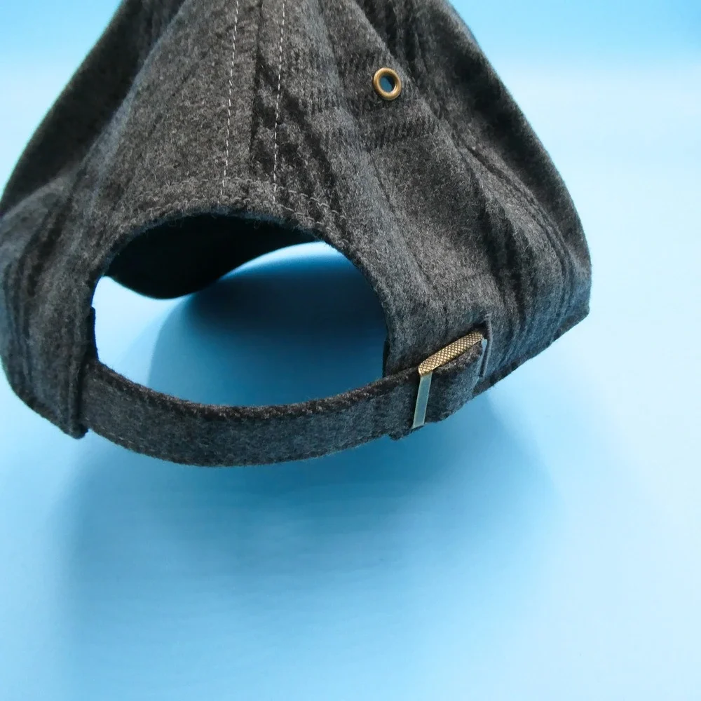 '47 Hat Mens OSFA Clean‎ Up Boston Bruins Grey Windowpane Plaid Wool Blend NHL
